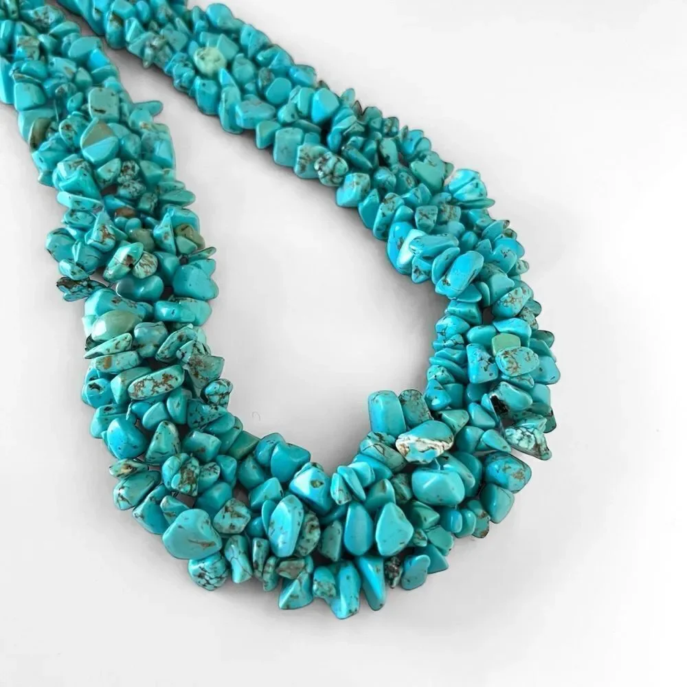 Turquoise Howlite Chip Bead Bib Statement Necklace